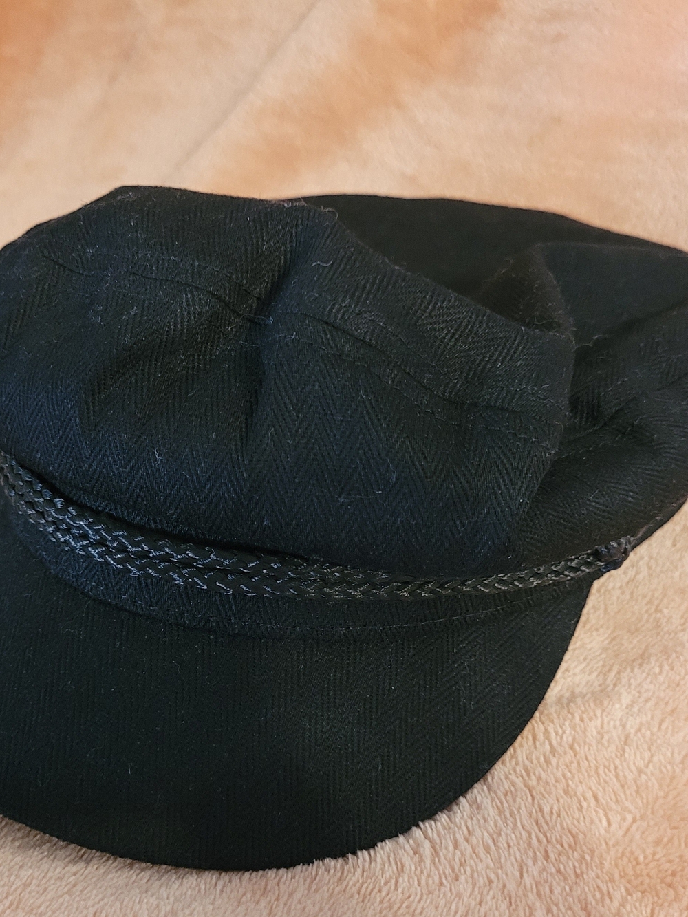 Brixton Black Flat Cap with Blue Lining